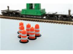 3d To Scale Traffic Barrels 6 pack orange and white