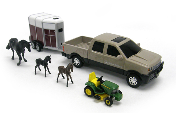 john deere toy truck horse trailer