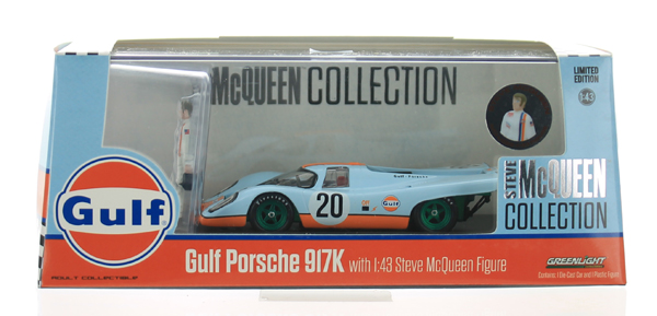Gulf Porsche 917K with Steve McQueen Figure 86435 Greenlight 1 43 Steve McQueen Collection