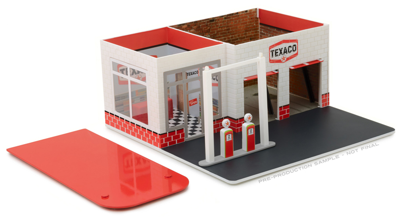 greenlight diecast texaco vintage gas station diorama mechanics greenlight diecast texaco vintage gas station diorama mechanics