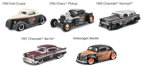15380-SET-A - Maisto Harley Davidson Custom Car 5 Piece