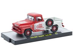 M2MACHINES #52500-A57-A-SP - Diet Coke - 1958 GMC Stepside Truck 4X4 in Red and White with Red Chrone Wheels and Accents
