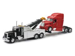 New-Ray Toys Peterbilt 379 Tow Truck Hauling a Semi