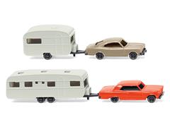 092210 - Wiking Model Car and Camper Trailer 2 Pieces High