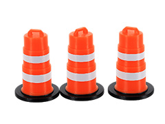 3D TO SCALE #24-105-OR - Traffic Barrels - 3 pack black white and safety orange