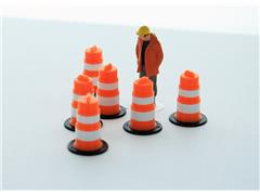 3d To Scale Traffic Barrels 6 pack orange and white