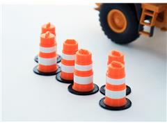 64-105-OR - 3d To Scale Traffic Barrels 6 pack orange and white