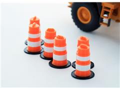 3d To Scale Traffic Barrels 6 pack orange and white