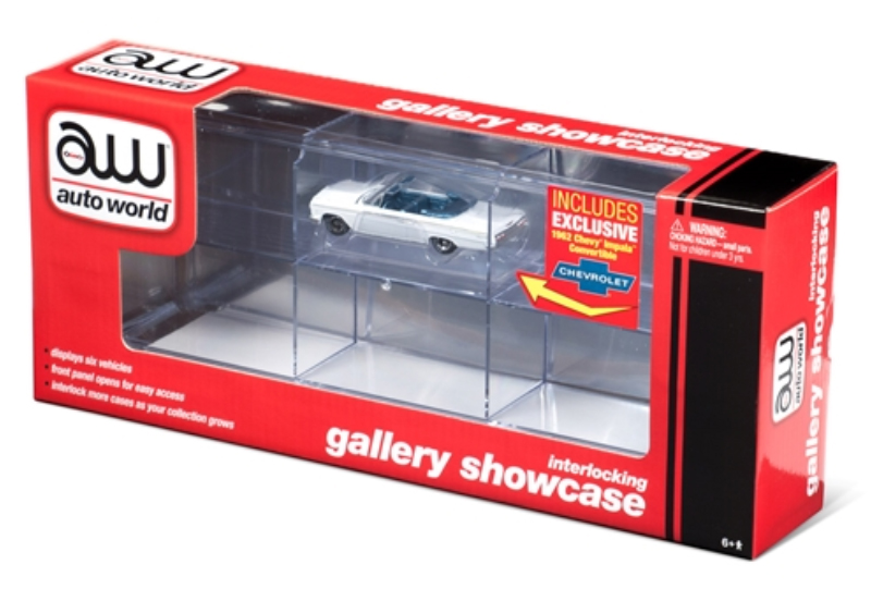 6 VEHICLE INTERLOCKING DISPLAY CASE BY AUTO WORLD FOR 1:64 SCALE DIECAST MODELS 