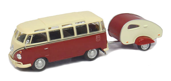 modèle échelle 1:43 rouge Cararama-vw volkswagen samba bus 