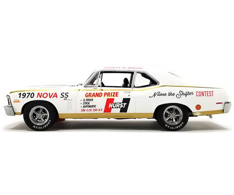Cars - GMP - 18982 - 1970 Chevrolet Nova SS - 54th International 500 Mile  Sweepstakes Hurst Performance 'Grand Prize' Car Features and Details:  Officially licensed by Hurst Performance Fully detailed 396 big block  engine Fully detailed inter