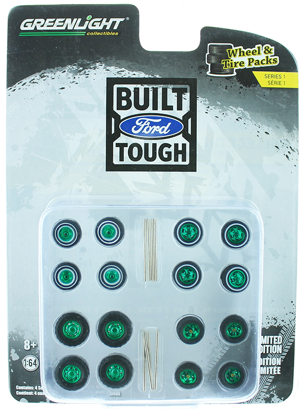 and 8 Axles 16 Wheels 1/64 GREENLIGHT Ford Trucks Wheel & Tire Pack 16 Tires