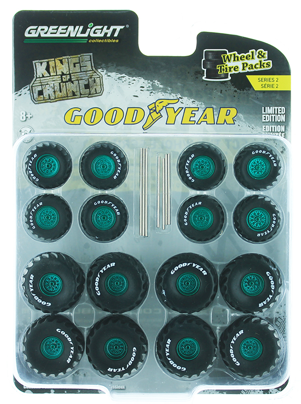 Chase "goodyear" Wheels & Tires 24 PC Kings of Crunch 1/64 by Greenlight 16030 B for sale online 
