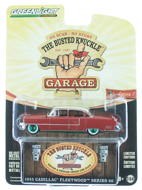 1/64 Greenlight 1955 Cadillac Fleetwood Series 60 with Blue Flames Blue 37120A 1/64 Greenlight 1955 Cadillac Fleetwood Series 60 with Blue Flames Blue 37120A