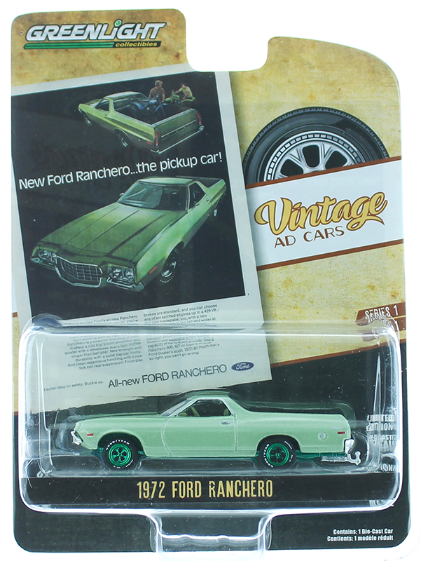 Greenlight 1:64 Vintage AD Cars Series 1 1972 Ford Ranchero Diecast Car 39020-E