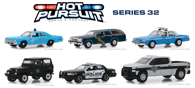 ensemble de 6 voitures de police 1/64 GREENLIGHT 42890 Greenlight Hot Pursuit "série 32 