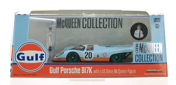 GreenLight 1/43 1970 Porsche 917K Gulf Oil with Steve McQueen Figure 86435 