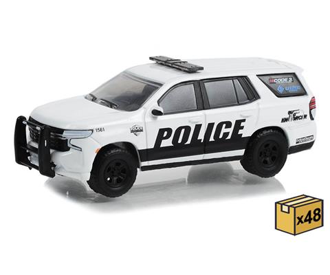 Emergency Vehicles GREENLIGHT 30356 MASTER Police 2021 Chevrolet Tahoe Police Pursuit Vehicle PPV in White and Black General Motors Fleet Police Show Vehicle 48 Pieces in a Non Returnable Factory Seal...