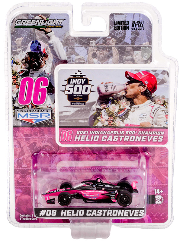 Greenlight 1:64 2021 Indianapolis 500 Champion #06 Helio Castroneves Pink #11522