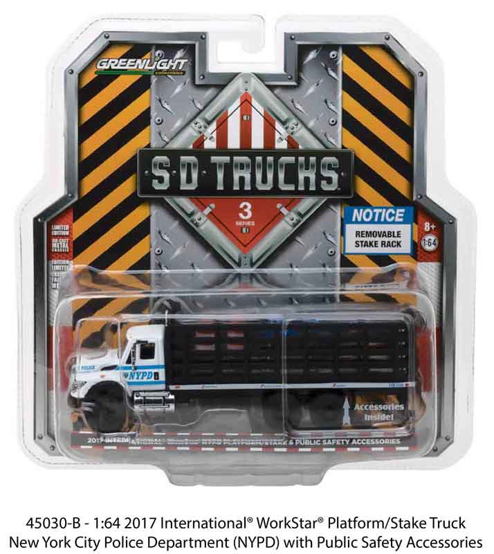 Greenlight 1/64 NYPD New York City Police International State Bed Truck w/ Accys 