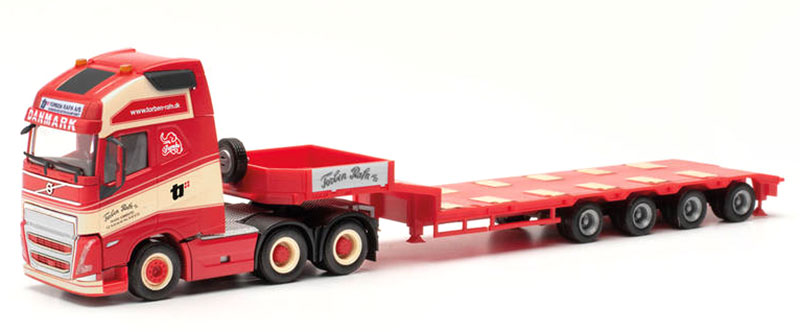 Herpa 316354 Volvo FH 16 Gl. XL 2020 6x4 Con Semirimorchio Low-boy Torben Rafn - Scala 1:87