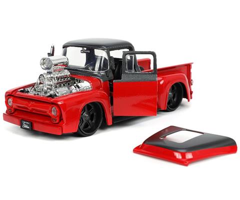 1956 Ford F-100 Pickup in Grey and Red with Extra Wheels - Just