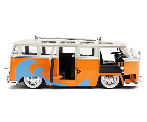 Cars - JADA TOYS - 34231 - Surf Club - 1962 Volkswagen Bus with 