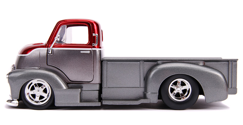 JADA 1:24 WITH EXTRA WHEELS 1952 CHEVY COE PICKUP DIE-CAST RED/GREY 31544