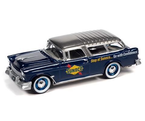 Sunoco - 1955 Chevrolet Nomad with Enclosed Trailer in Blue and