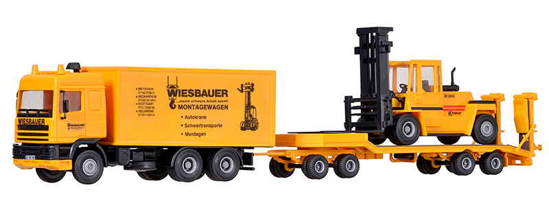 Trucks Kibri 13580 Wiesbauer Daf Box Truck With Lowboy Trailer And Kalmar Forklift Plastic Model Kit Difficulty Rating Advanced