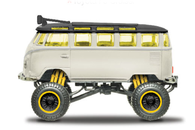 MAISTO 15380  HARLEY DAVIDSON VW VOLKSWAGEN VAN SAMBA 1/64 BLACK WHITE 