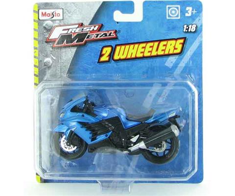 Motorcycles - MAISTO - 35300-PP - Kawasaki Ninja Motorcycle in Blue - Fresh  Metal 2 Wheelers series Diecast construction with some plastic parts.