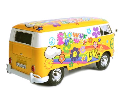 Volkswagen Type 2 (T1) ミニカー イエロー VW T1 Flower Power Hippie Van Type 2 Volkswagen 1962 1:24