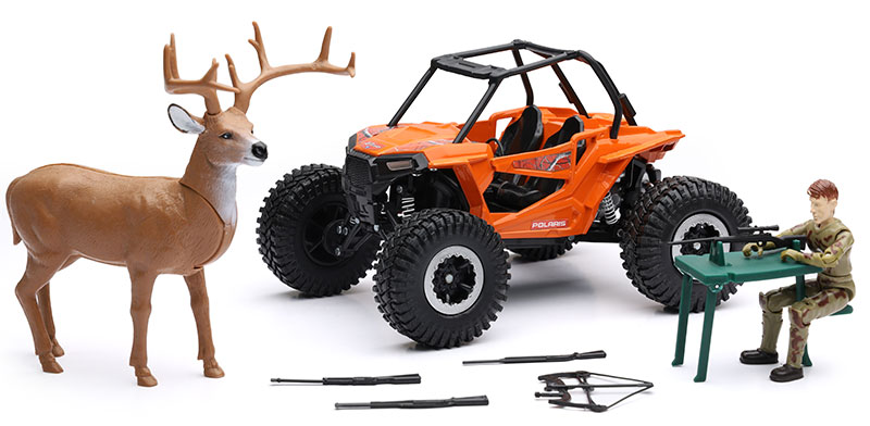 chiens Wild Bow Deer Hunting Playset New Ray Toys gr all-terrain véhicule avec remorque cabine Deer 