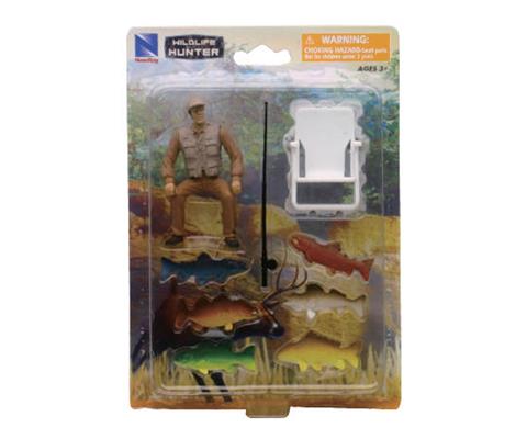 Action Figures - NEW-RAY - SS-76302-B - Fly-Fishing Playset Playset  includes: Fisherman Figure Fly-Fishing Reel Camp Chair Six Fish Made of  durable plastic</i>