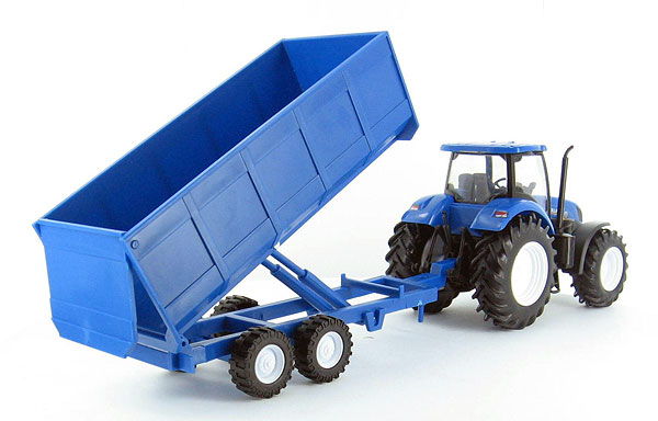 New Holland T7.270 Agriculture Tractor Stake Trailer 1:32 Model 14" New Ray Toy 