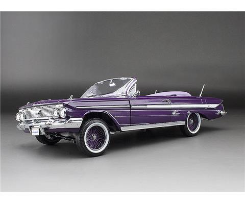 Sunstar 1 18 1961 Chevrolet Impala Open Convertible Lowrider In Purple 