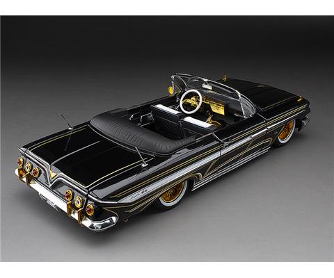 1961 Chevrolet Impala Open Convertible Lowrider in Black with Gold
