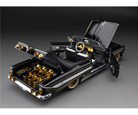 1961 Chevrolet Impala Open Convertible Lowrider in Black with Gold