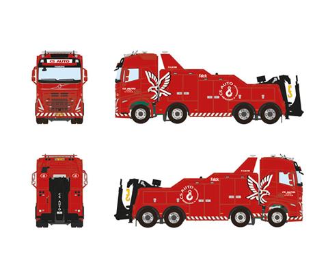 Volvo FH5 Globetrotter 8x4 Falkom Wrecker Wüst Gmbh & Co.KG, Wsi Models 01-4211 scale