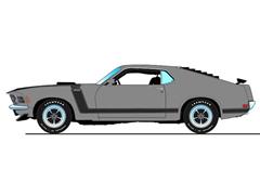 ACME #A1801893 - 1970 Ford Mustang Boss 302 in Special Pain Order Light Silver Metallic