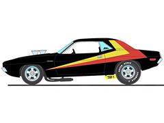 ACME #A1806038 - 1970 Dodge Challenger Street Machine in Custom Black with Yellow and Red Deco - 70s Checklist