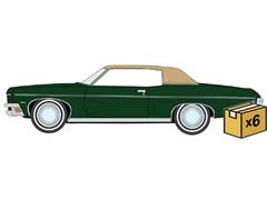 AUTO WORLD #AWSP217-A-CASE - 1970 Chevrolet Impala Custom Coupe in Forest Green with Buckskin Top - 6 pieces in a Non-Returnable Factory-Sealed CASE