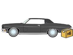 AUTO WORLD #AWSP217-B-CASE - 1970 Chevrolet Impala Custom Coupe in Shadow Gray with Flat Black Top - 6 pieces in a Non-Returnable Factory-Sealed CASE