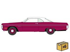 AUTO WORLD #AWSP243-A-CASE - 1970 Plymouth Fury III in Moulin Rouge with White Top - New - 6-Piece Set in a Non-Returnable Factory-Sealed