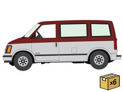 AUTO WORLD #AWSP245-A-CASE - 1985 Chevrolet Astro Van in Metallic Maroon with Silver Lower - New - 6-Piece Set in a Non-Returnable Factory-Sealed