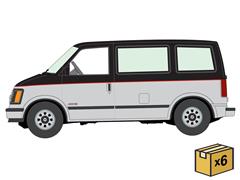 AUTO WORLD #AWSP245-B-CASE - 1985 Chevrolet Astro Van in Black with Silver Lower and Red Pinstripe - New - 6-Piece Set in a