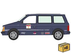 AUTO WORLD #AWSP252-A-CASE - 1990 Plymouth Voyager Turbo in Twilight Blue and Silver - 6-Piece Set in a Non-Returnable Factory-Sealed Case