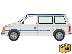 AUTO WORLD #AWSP252-B-CASE - 1990 Plymouth Voyager Turbo in Graveyard Gray and Blue - 6-Piece Set in a Non-Returnable Factory-Sealed Case