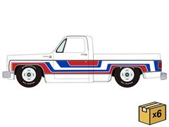 AUTO WORLD #AWSP259-CASE - 1967 Chevrolet Silverado Pickup in White with Red White and Blue Panels - Spirit of 1976 - 6 pieces in